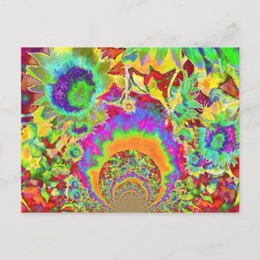 Zonnebloemvelden voor altijd - oranje briefkaart (Voorkant)