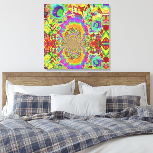 zonnebloemvelden voor altijd - oranje canvas afdruk (Insitu (Slaapkamer))