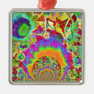 Zonnebloemvelden voor altijd - oranje metalen ornament