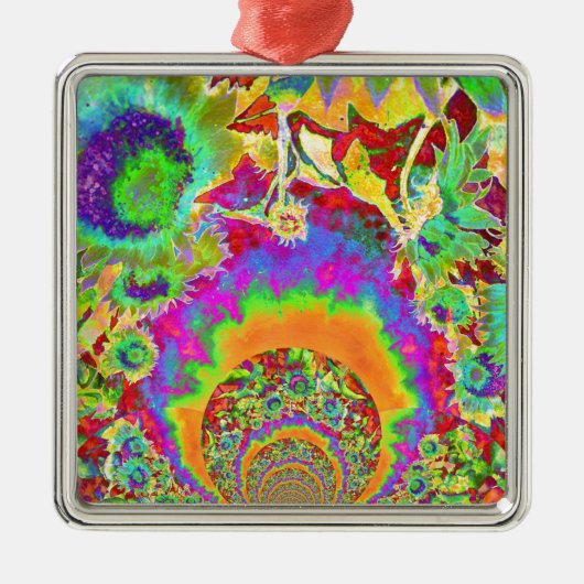 Zonnebloemvelden voor altijd - oranje metalen ornament (Voorkant)