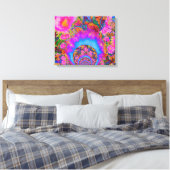 Zonnebloemvelden voor altijd - roze canvas afdruk (Insitu (Slaapkamer))