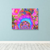 Zonnebloemvelden voor altijd - roze canvas afdruk (Insitu (Houten vloer))