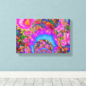 Zonnebloemvelden voor altijd - roze canvas afdruk (Insitu (Houten vloer))