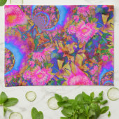 Zonnebloemvelden voor altijd _ roze theedoek (Gevouwen)