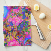 Zonnebloemvelden voor altijd _ roze theedoek (Quarter Fold)