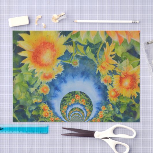 Zonnebloemvelden voor altijd, zonnebloempitala tissuepapier (Craft)