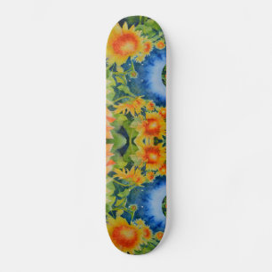 Zonnebloemvelden voor eeuwig blauw skateboard