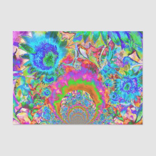 Zonnebloemvelden voor eeuwig blauw tissuepapier (Voorkant)