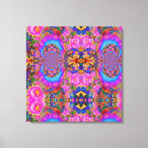 Zonnebloemvelden voor eeuwig roze canvas afdruk