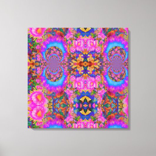 Zonnebloemvelden voor eeuwig roze canvas afdruk (Voorkant)