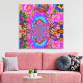 Zonnebloemvelden voor eeuwig roze canvas afdruk (Insitu (Woonkamer))