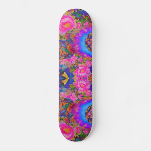 Zonnebloemvelden voor eeuwig roze skateboard (Voorkant)