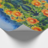 zonnebloemvelden - waterverf zonnebloemverf cadeaupapier (Hoek)