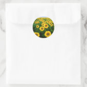 Zonnebloemveldgele bloemen ronde sticker (Tas)