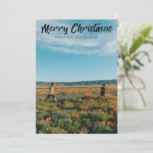 Zonnebloemveldkerst Feestdagenkaart (Staand voorkant)