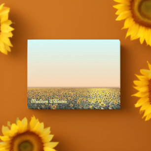Zonnebloemveldnotities met aangepaste naam post-it® notes