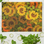 Zonnebloemveldpatroon Theedoek (Gevouwen)