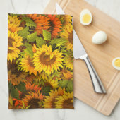 Zonnebloemveldpatroon Theedoek (Quarter Fold)