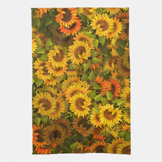 Zonnebloemveldpatroon Theedoek (Verticaal)