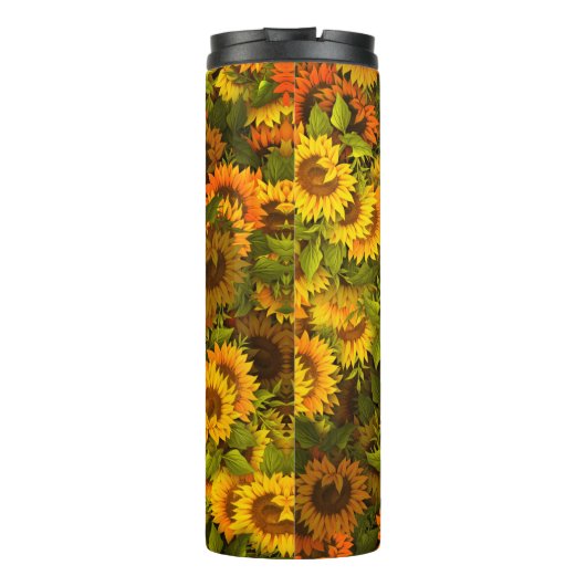 Zonnebloemveldpatroon Thermosbeker (Achterkant)