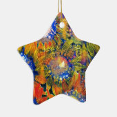 Zonnebloemverf, gemengde media-collage keramisch ornament (Rechts)