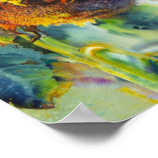 Zonnebloemverven waterverf poster (Hoek)