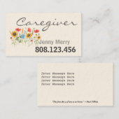 Zonnebloemverzorging: Zorgverlener Visitekaartjes  (Voorkant / Achterkant)