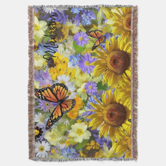 Zonnebloemvlinder Deken (Voorkant Verticaal)