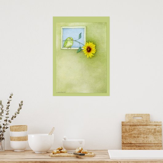 Zonnebloemvogel Poster (Keuken)