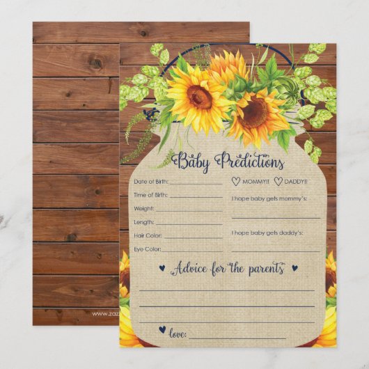 Zonnebloemvoorspellingen en advieskaart kaart (Voorkant / Achterkant)