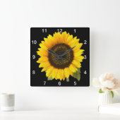 Zonnebloemwandklok Vierkante Klok (Huis)