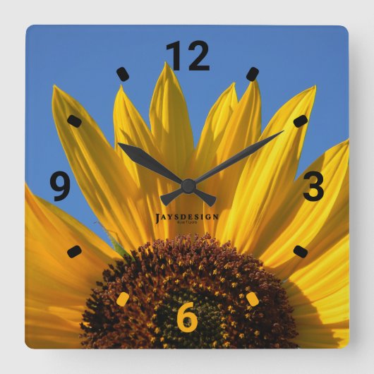 Zonnebloemwandklok Vierkante Klok (Voorkant)