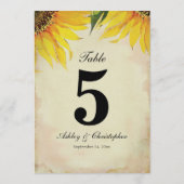 Zonnebloemweduwen Ontvangtabel nummer vijf Kaart (Achterkant)