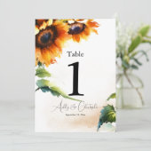 Zonnebloemweduwentafel nummer één kaart (Staand voorkant)