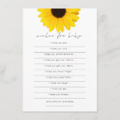 Zonnebloemwensen voor Baby shower Game Kaart (Voorkant)