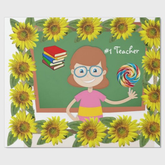 Zonnebloemwerkmakermatte — omslagpapier cadeaupapier (Vlak)