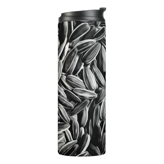 Zonnebloemzaad - Zwarte en witte foto Thermosbeker (Gedraaid links)