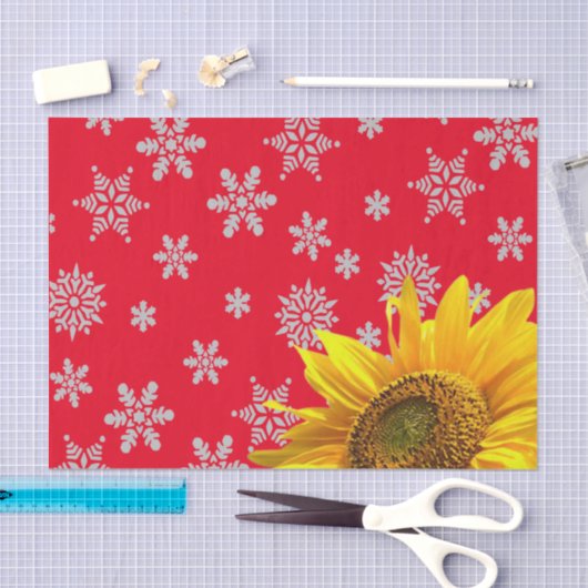 Zonnebloemzaadblauw Rood Weefpapier Tissuepapier (Craft)