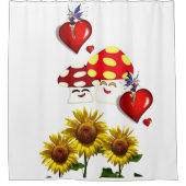 Zonnebloemzacht champignongordijn douchegordijn (Voorkant)