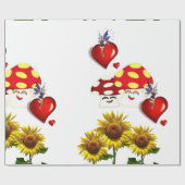 Zonnebloemzacht champignons-liefdespapier cadeaupapier (Vlak)