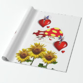 Zonnebloemzacht champignons-liefdespapier cadeaupapier (Uitgerold)