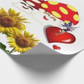 Zonnebloemzacht champignons-liefdespapier cadeaupapier (Hoek)