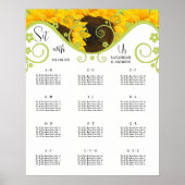 Zonnebloemzetschema alfabetisch poster (Voorkant)