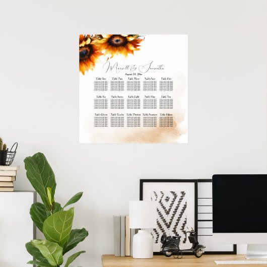 ZonnebloemZITCHART, Rustic Wedding Decor Poster (Thuiskantoor)