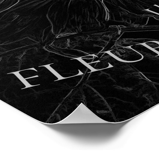 Zonnebloemzwart en wit ontkoppelingsscript poster (Hoek)