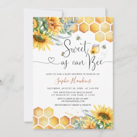 Zonnebloemzweet en mammie als Baby shower Kaart (Voorkant)
