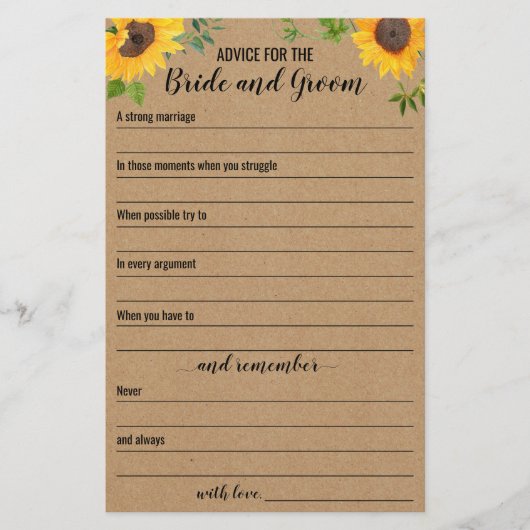 Zonnebloesadvies voor de bruine en de bruine Kaart (Voorkant)