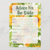 Zonnebloesadvies voor het schoenenspel advieskaart (Voorkant)