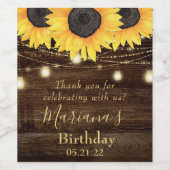 Zonnebloesbloem Licht Birthday Party Favors Win Wijn Etiket (Enkel label)