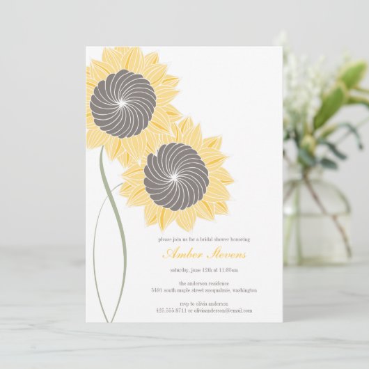 Zonnebloeschower/partijuitnodiging Kaart (Staand voorkant)